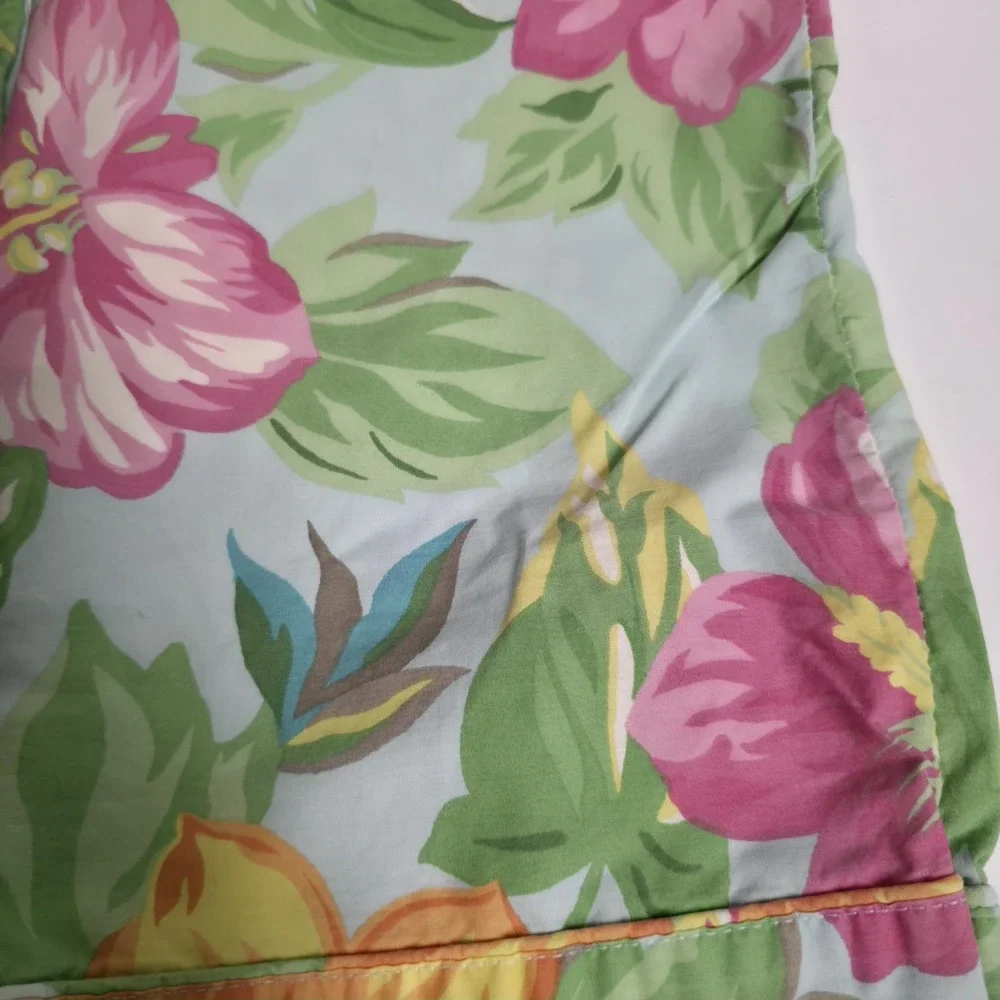 VTG Ralph Lauren Sandy Lane Tropical Hibiscus Pillowcase Pair Blue Pink Standard